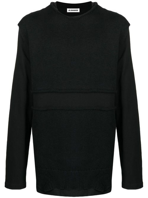 Layered knit sweatshirt - Black
