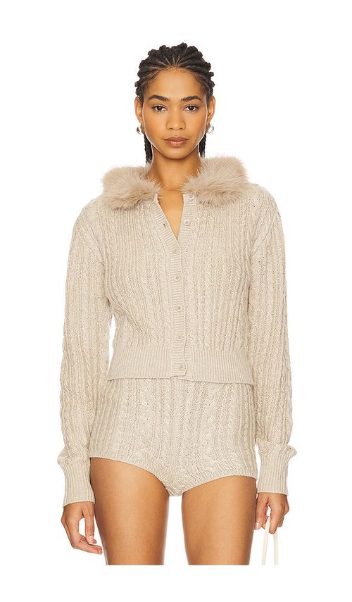 MAJORELLE Kala Cardigan in Beige. -  S also in L