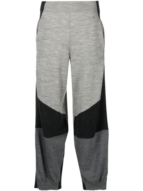 Colour-block knitted trousers - Grey