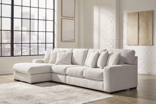 Larce 3-Piece Performance Fabric Sectional with Chaise, Stone