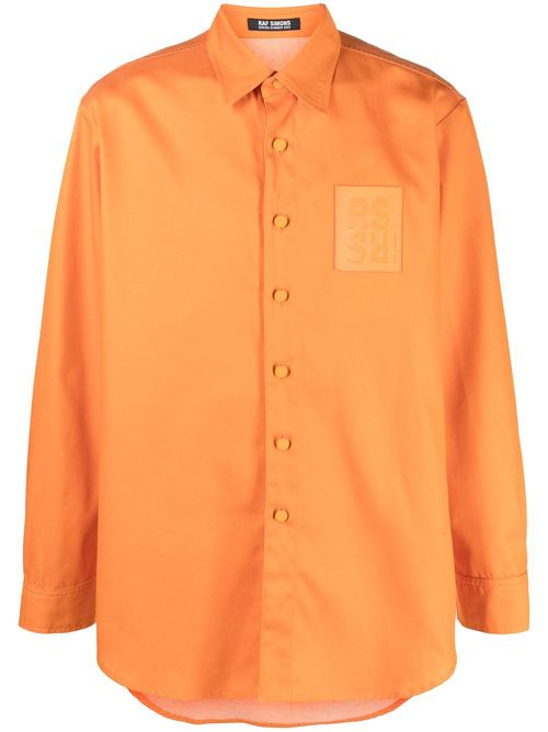 Logo-patch long-sleeve shirt - Orange