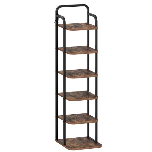 TEMU Vertical Shoe Rack, 6 Tier Shoe Racks, Wooden Shoe Organizer For Closet, Entryway, Shoe Tower For Small Spaces, Freestanding, Adjustable, Rustic
