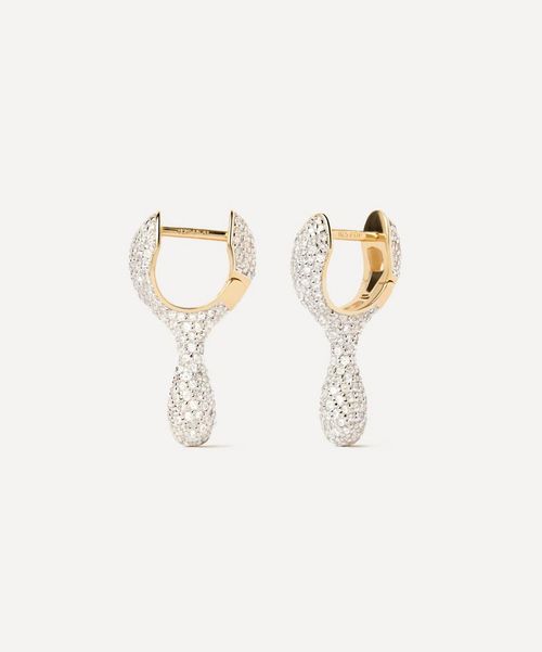 18ct Gold-Plated Pave Ray Hoop Earrings Luxury Christmas Gift / Present