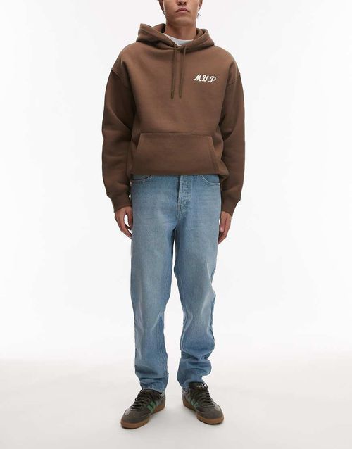 Topman rigid tapered jeans in light wash blue