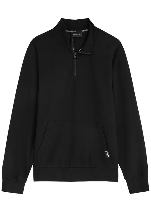 Half-zip Stretch-jersey Sweatshirt - Black - M