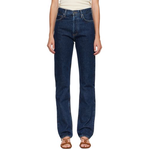 Navy 90's Pinch Waist High Rise Straight Jeans