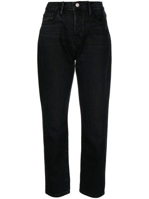 Tapered high-waist jeans - Black