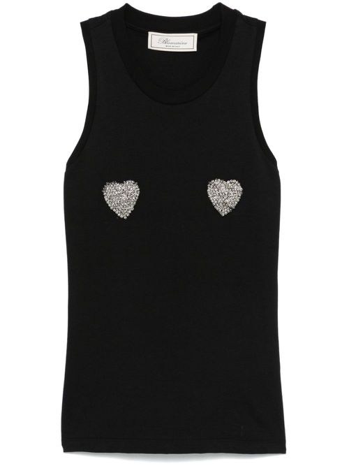 Heart-appliqué tank top - Black