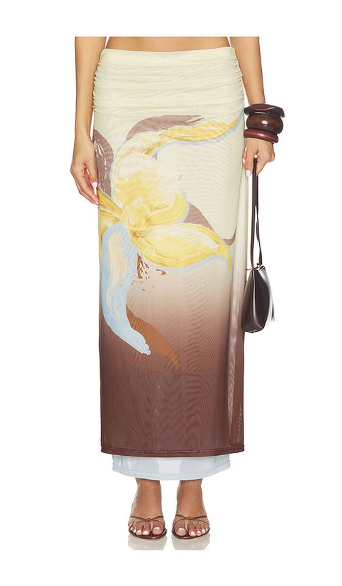 SOVERE Dahlia Skirt in Ivory,Brown. - L also in M, S