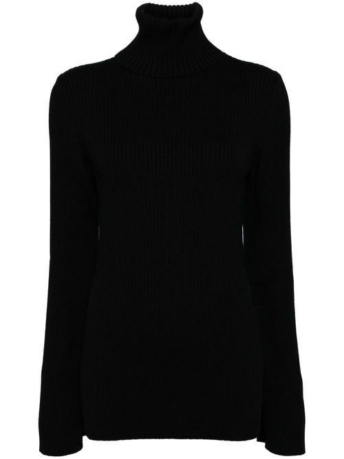 Ribbed turtleneck top - Black