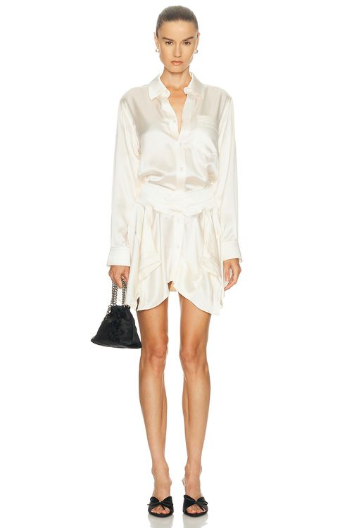 Alexander Wang Cut Off Double Shirt Dress in Ivory - White. 8 also , 2