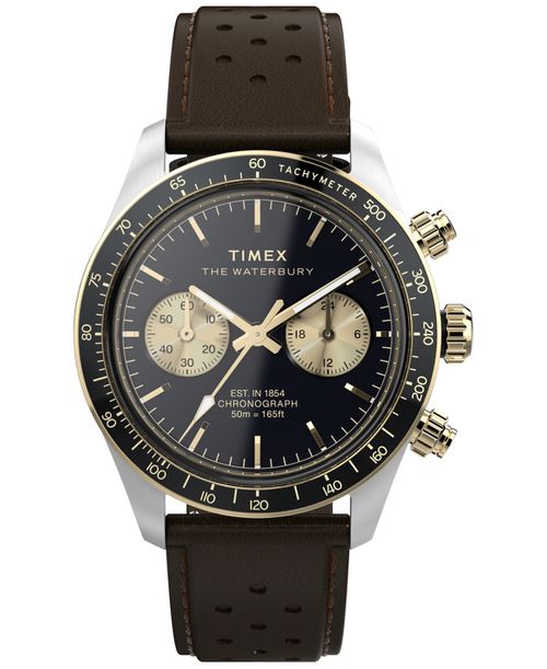 Men's Quartz Analog Brown Leather Watch, 39mm - Brown