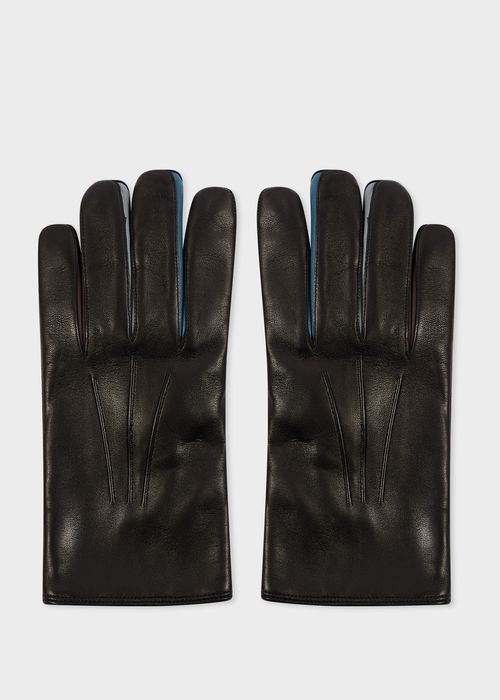 Black Leather 'Concertina' Gloves