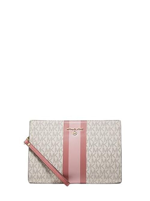Michael Kors Medium Logo Stripe Zip Pouch Wristlet Zip Bag 