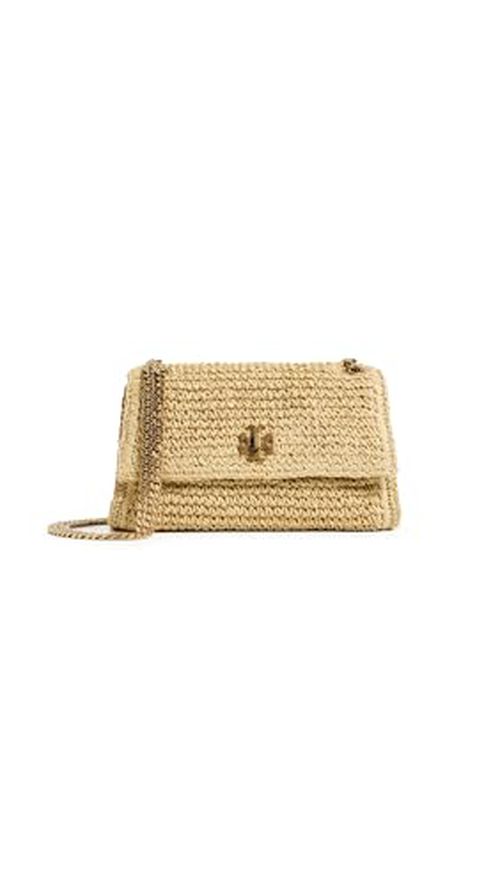 Tory Burch Women's Kira Turnlock Woven Mini Bag, Natural, One Size