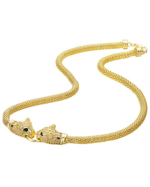 14K Plated Cz Panther Necklace