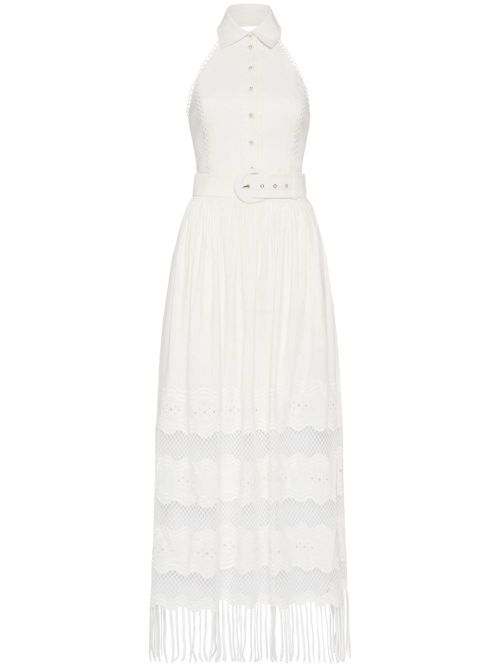 Giovanni halterneck midi dress - White