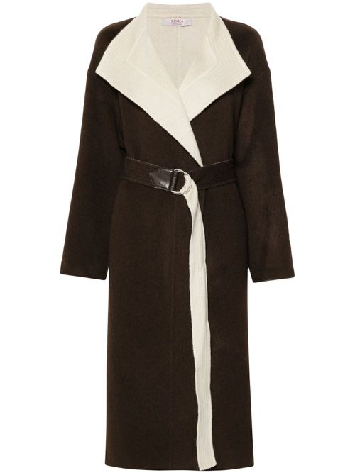 Shawl-collar belted coat - Brown