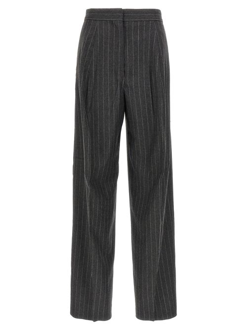 Pinstriped Virgin Wool Trousers — Gray