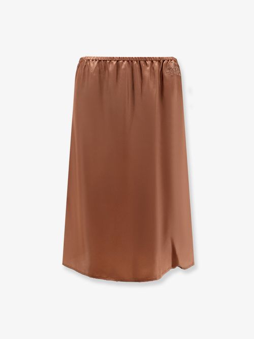 Cupro-Blend Midi Skirt — Brown