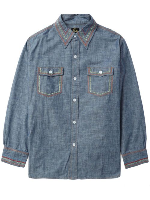 Contrast-stitching denim shirt - Blue