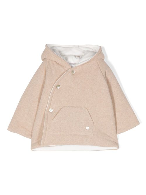 Hooded cotton-blend coat - Neutrals