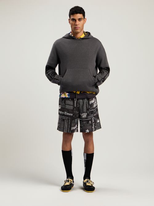 Back Palms Knit Hoodie Man  Dark Grey