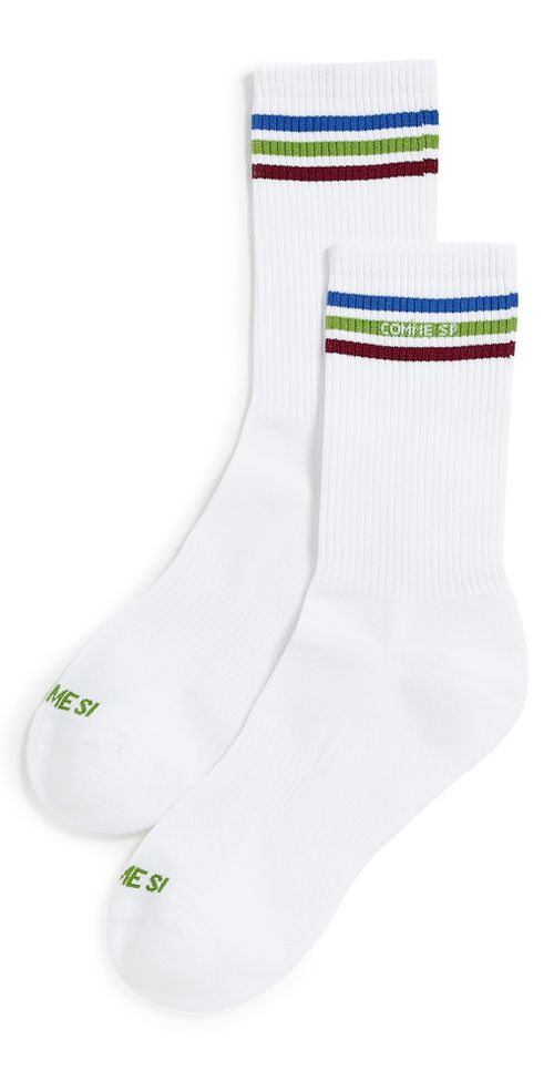 The Tennis Sock White w/ Multi