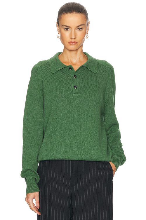 BODE Cashmere Polo Sweater in Green - Green.  L also in