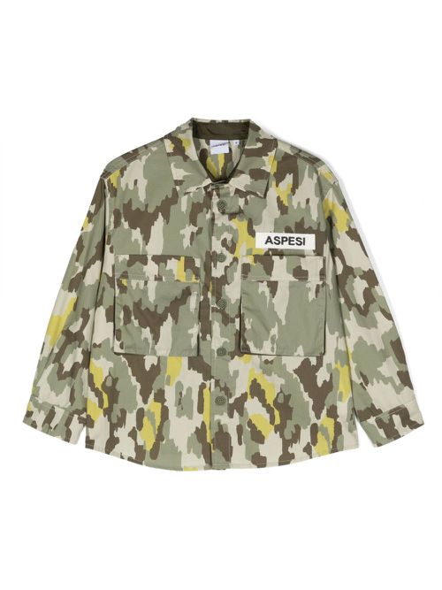 Camouflage-print cotton shirt - Green