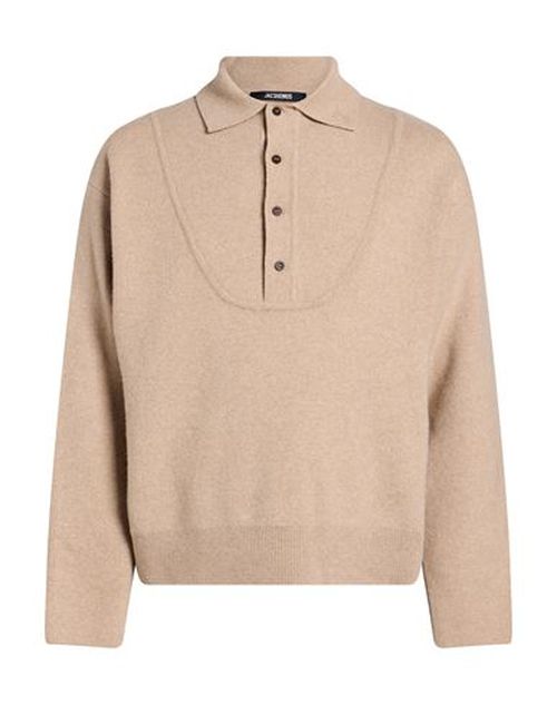 Man Sweater Sand Size L Merino Wool, Cashmere