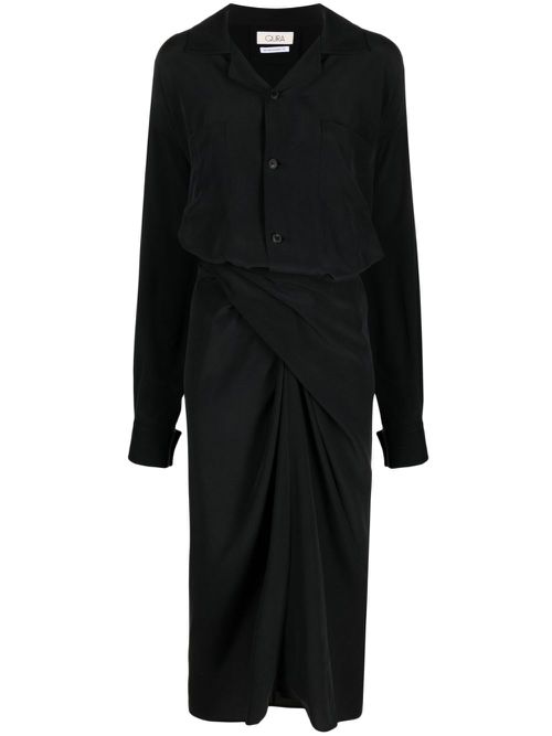 Long-sleeve button-fastening dress - Black