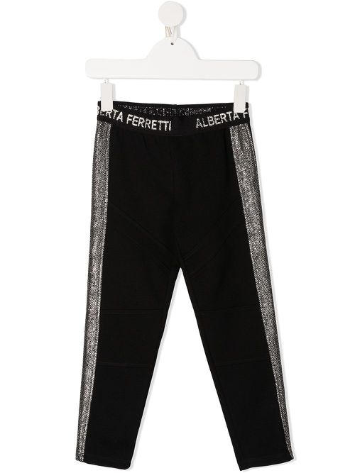 Side stripe track pants - Black