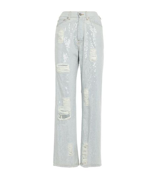 Sequinned Straight Jeans