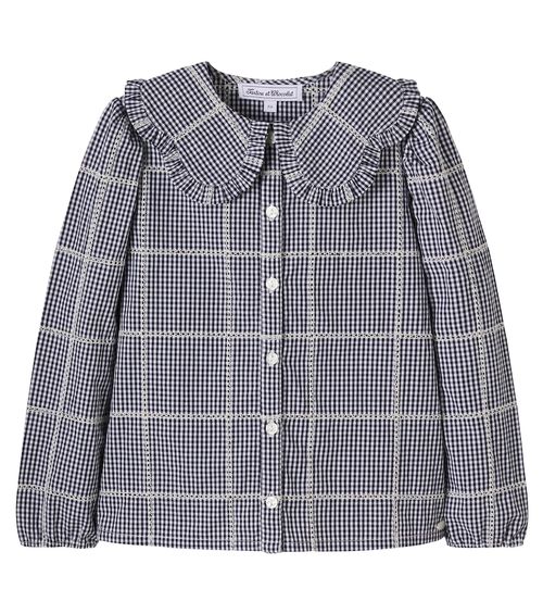 Checked lace-trimmed cotton jacket