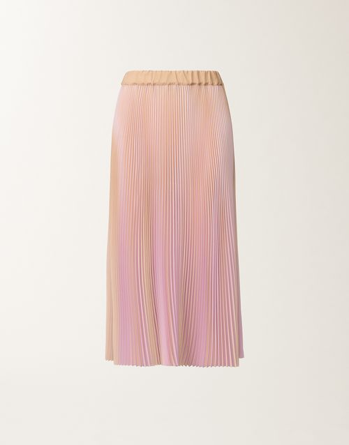 Bicolor pleated satin skirt, maple and pink