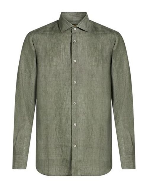 Man Shirt Military green Size 44 Linen