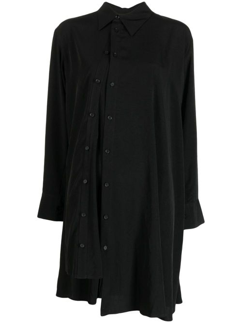 Asymmetric decorative button-detail shirt - Black