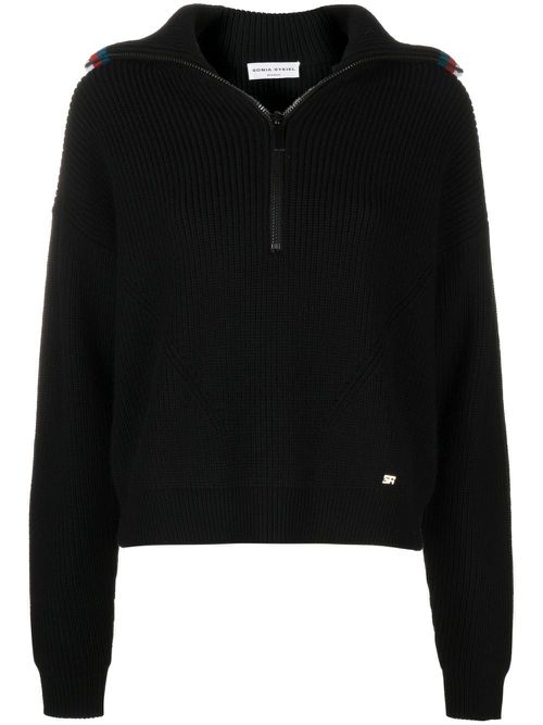 Wool zipped jumper - Black