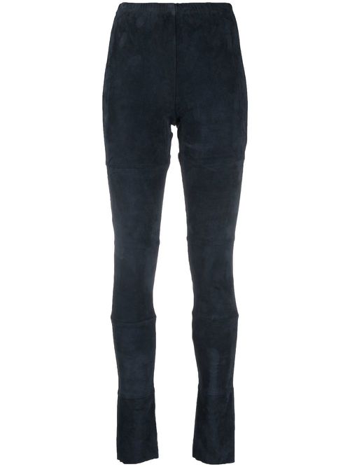 High-waist suede leggings - Blue