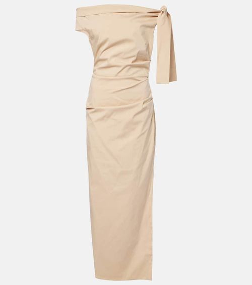 Dahlia off-shoulder cotton-blend gown