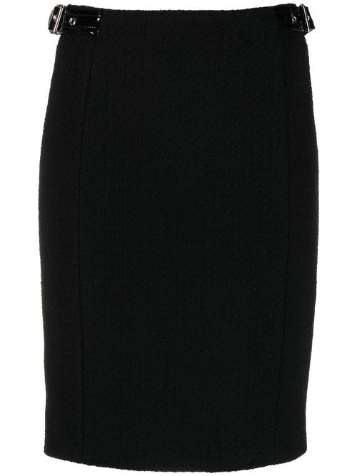 Strap-detail pencil skirt - Black
