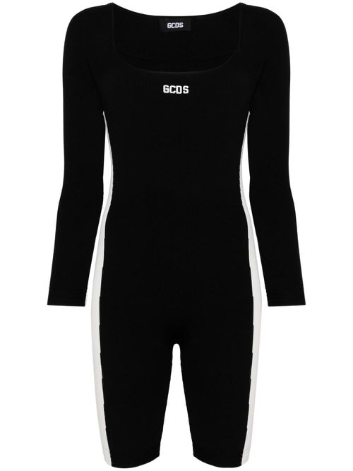 Logo-embroidered ribbed jumpsuit - Black