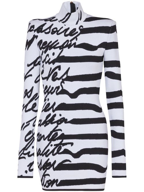Intarsia-knit logo mini dress - White