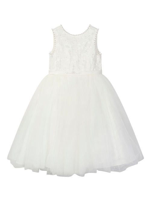 Floral-embroidered dress - White