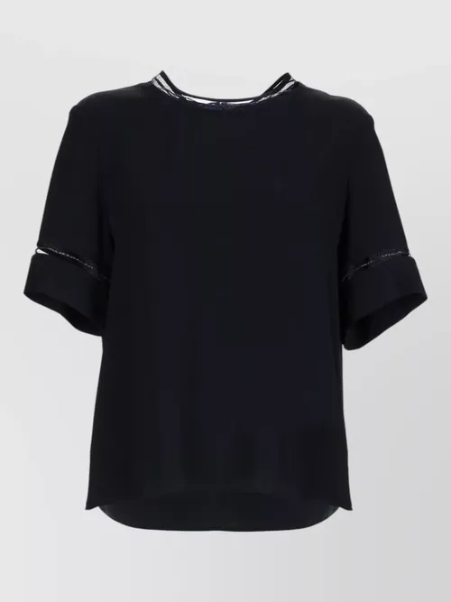 Fabiana Filippi - short sleeve top contrast trim keyhole