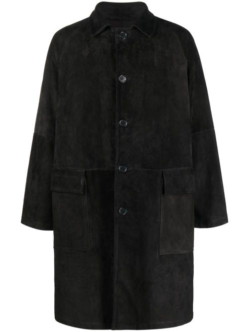Single-breasted suede coat