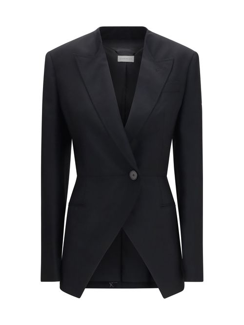 Cut-Out Double-Breasted Wool Blazer — Black