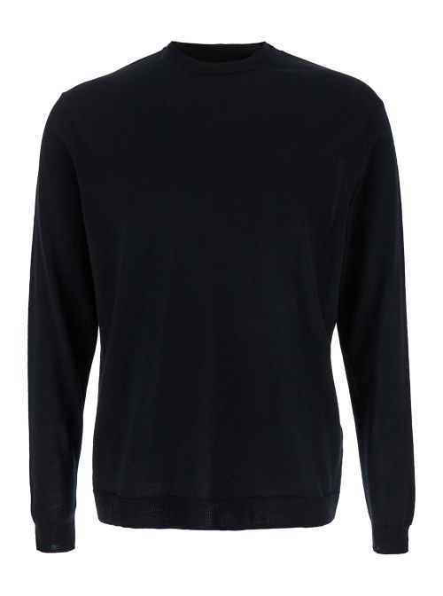 Virgin Wool Crew Neck Sweater — Black