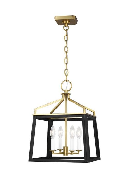 Carlow 4-Light Chandelier in Midnight Black And Burnished Brass by Chapman & Myer